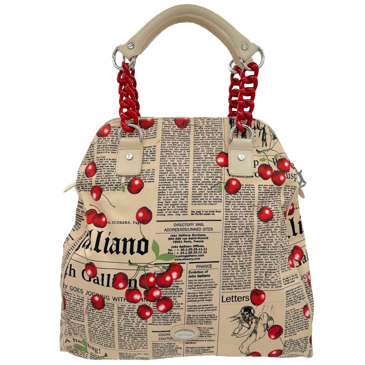 Galliano Gazette Cherry Print Canvas Tote Bag - Outfit Repeater