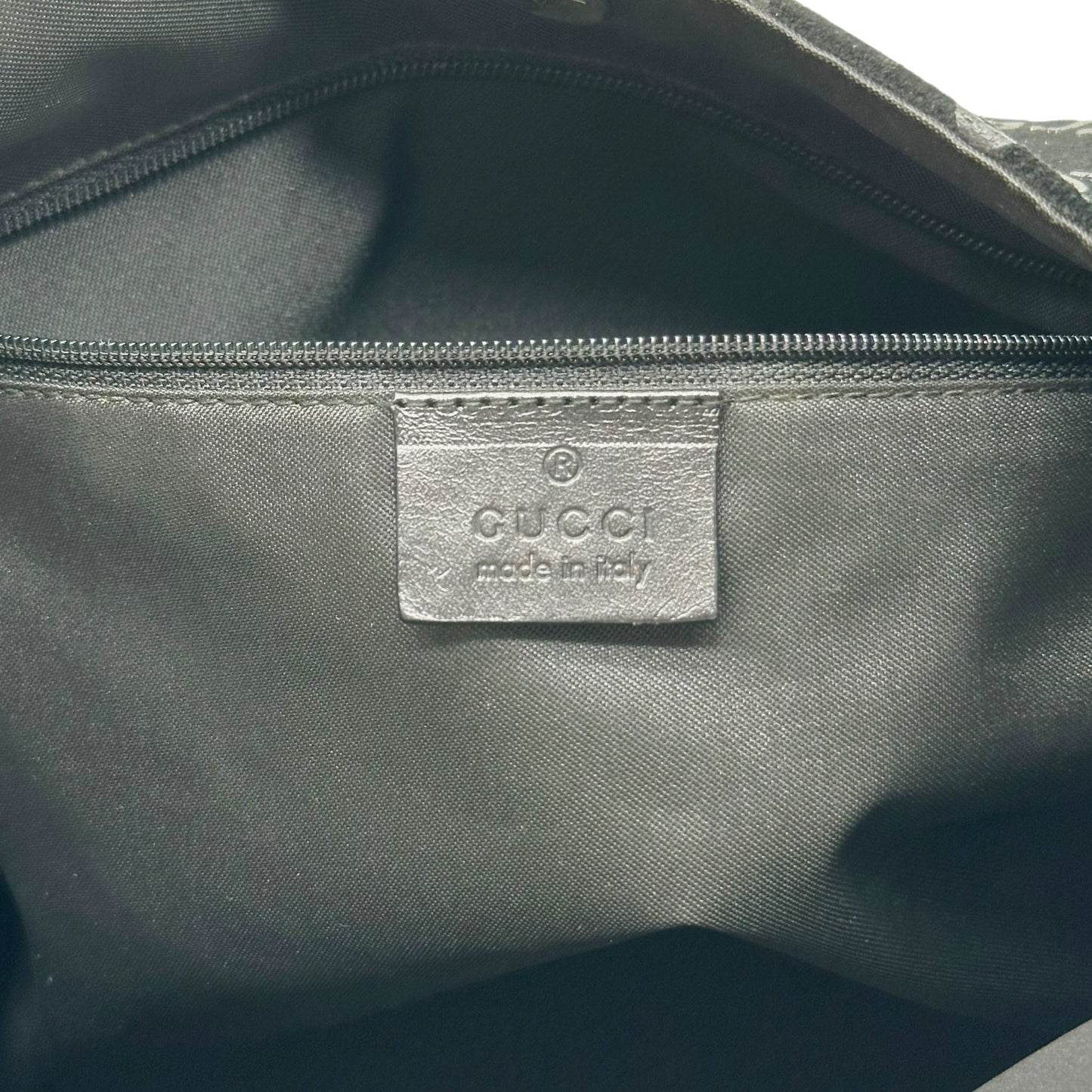 Gucci by Tom Ford Black Suede Monogram Metal Handle Hobo Bag