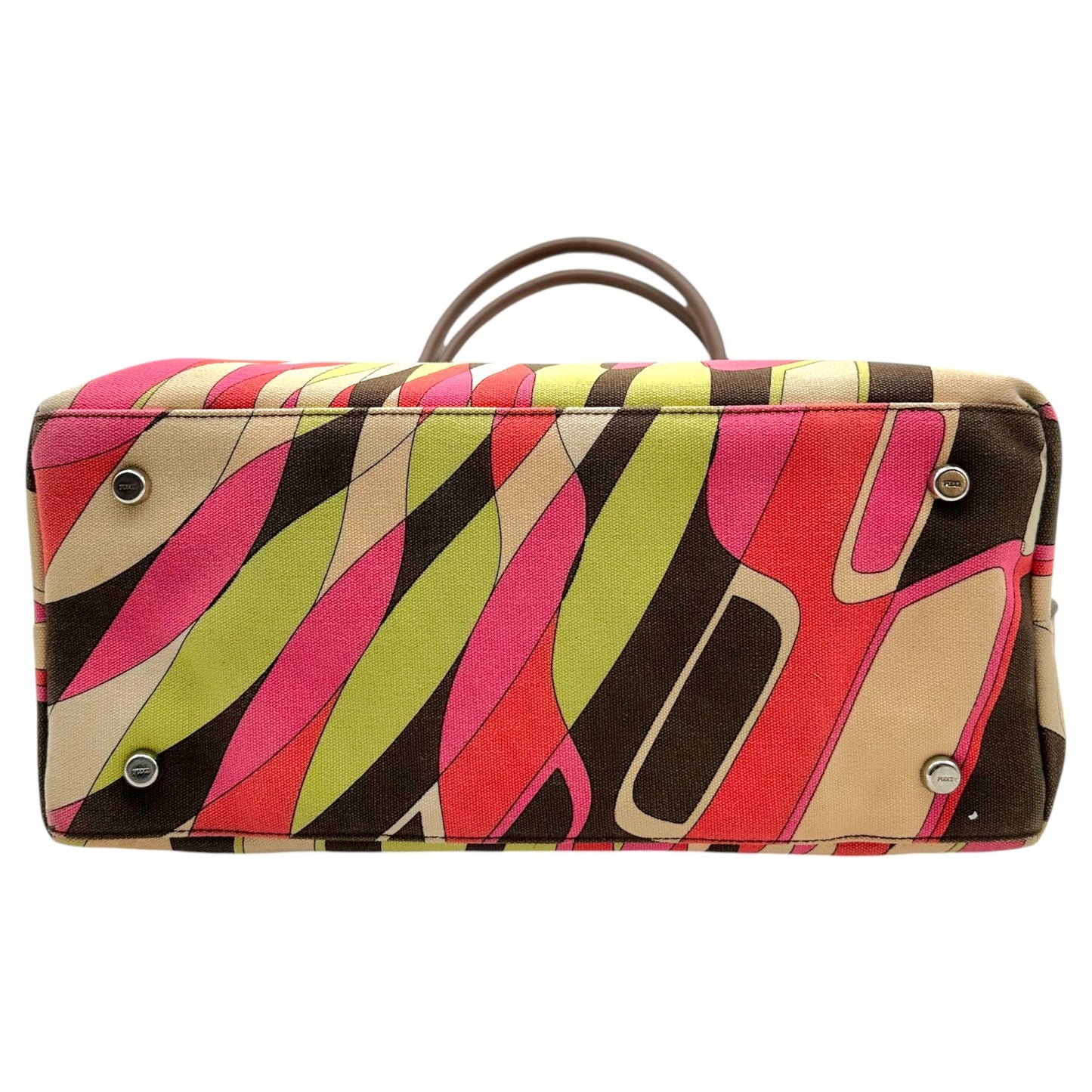 Emilio Pucci Large Canvas Tote Bag Pink Orange Brown