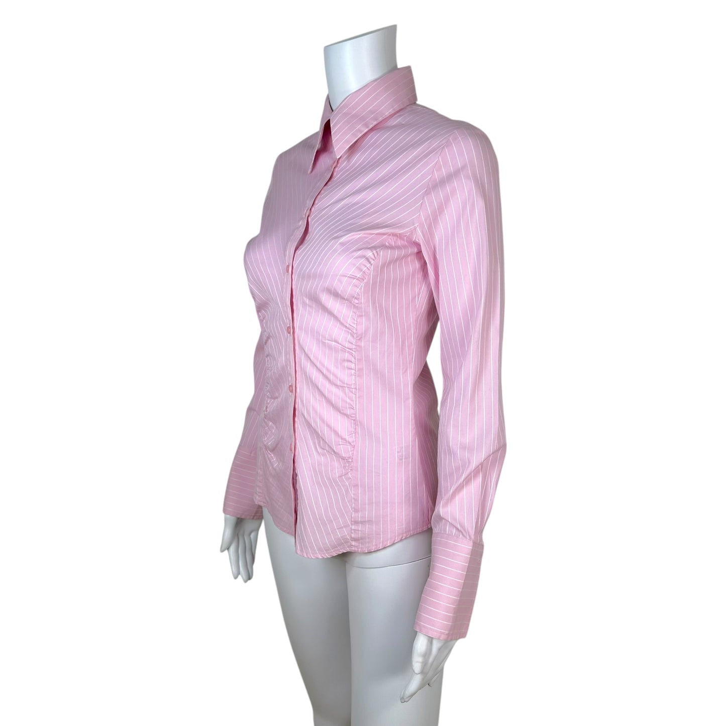 Thomas Pink Fitted Pink White Pinstripe Blouse