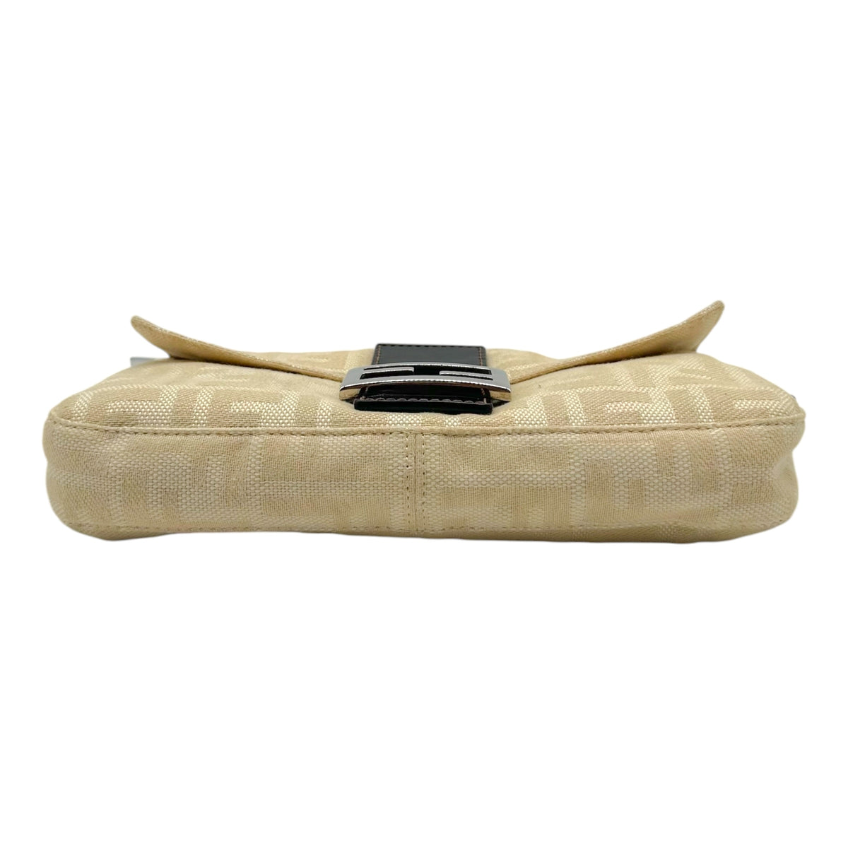 Fendi Baguette Bag Ivory Zucca Monogram Brown Leather