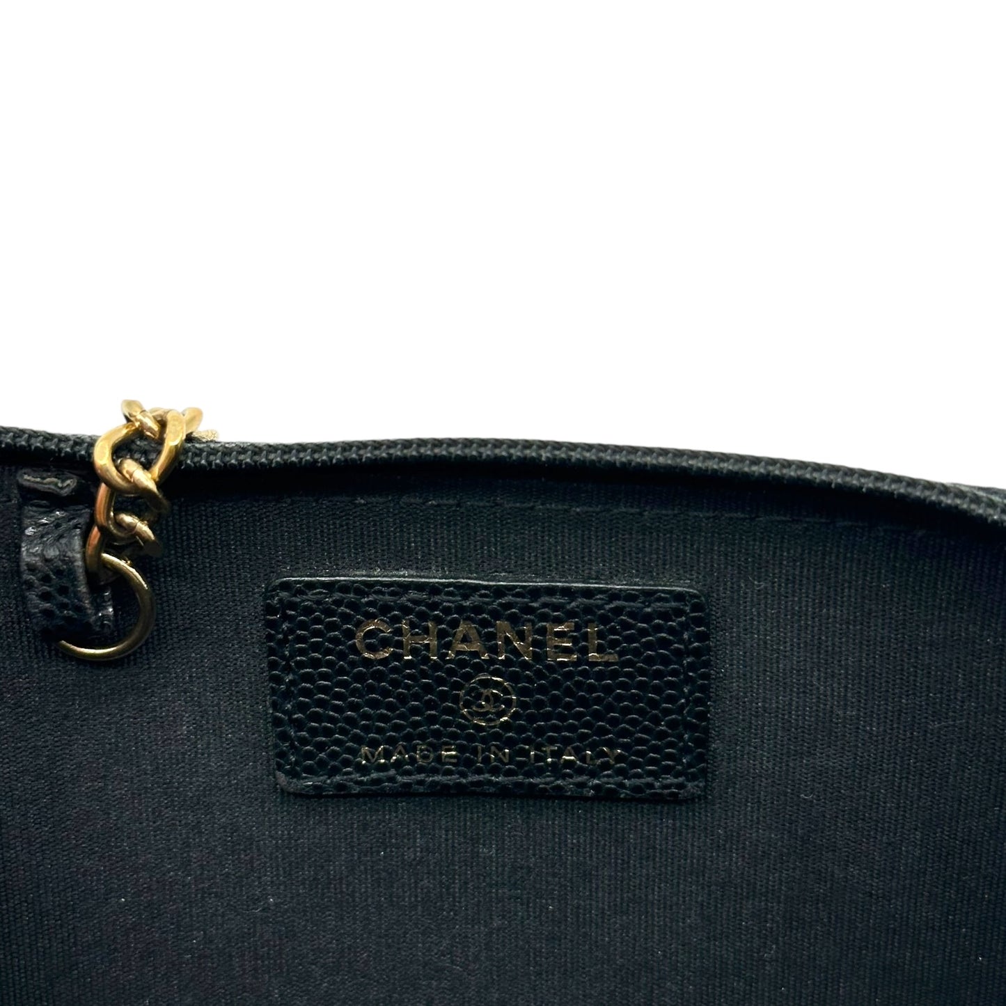 Chanel Black Caviar Contrast Stitch Key Pouch - Outfit Repeater