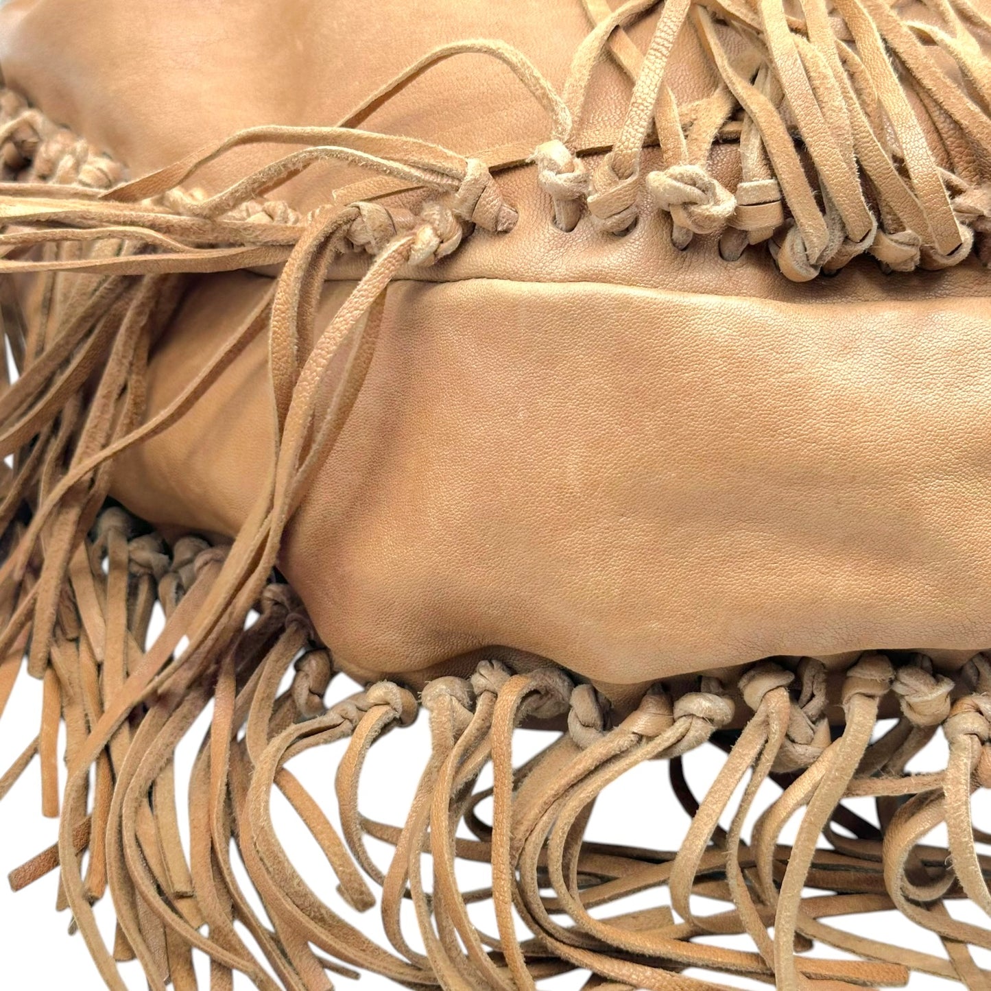 Miu Miu Brown Leather Fringe Trim 2-Way Hobo Bag