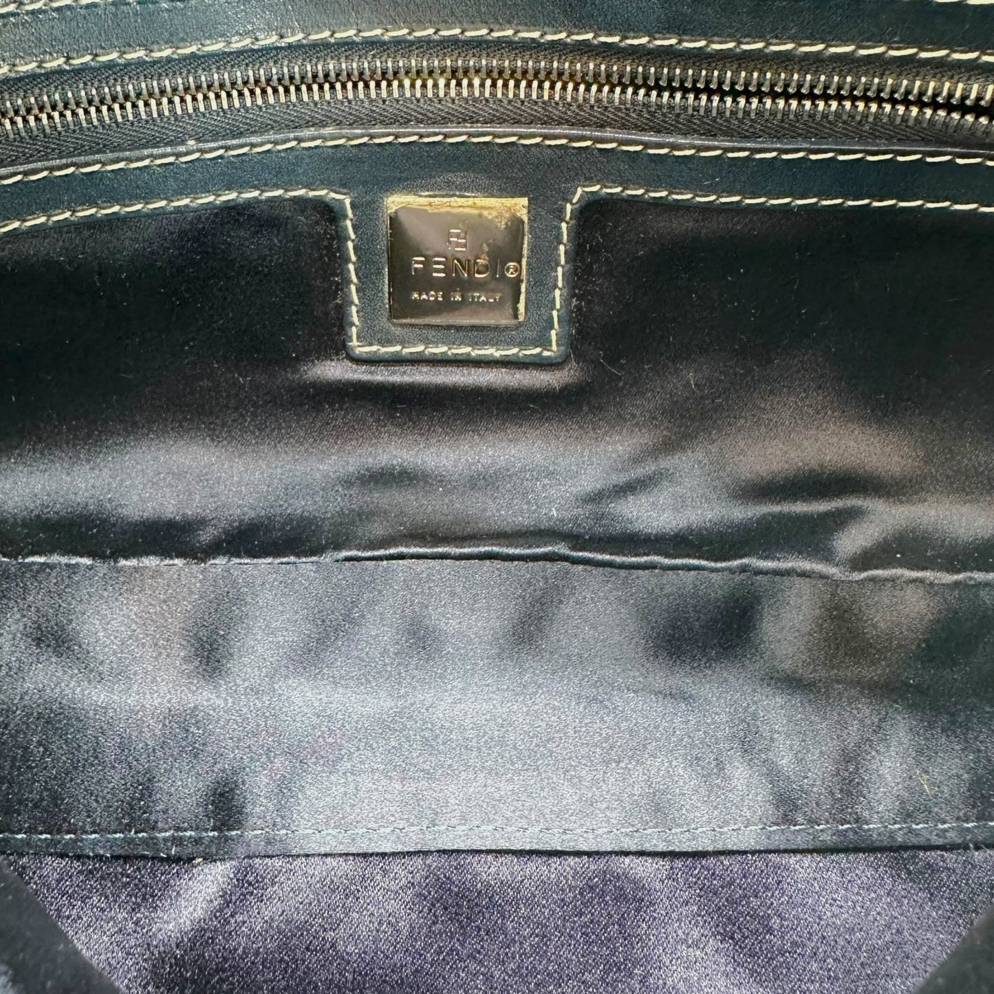 Fendi Navy Blue Zucchino Monogram Baguette Bag - Outfit Repeater