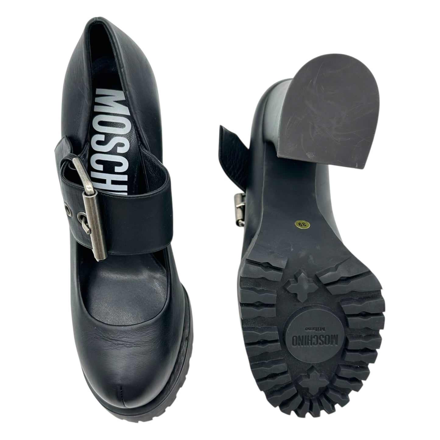 Moschino Black Leather Platform Mary Jane Heels - Outfit Repeater