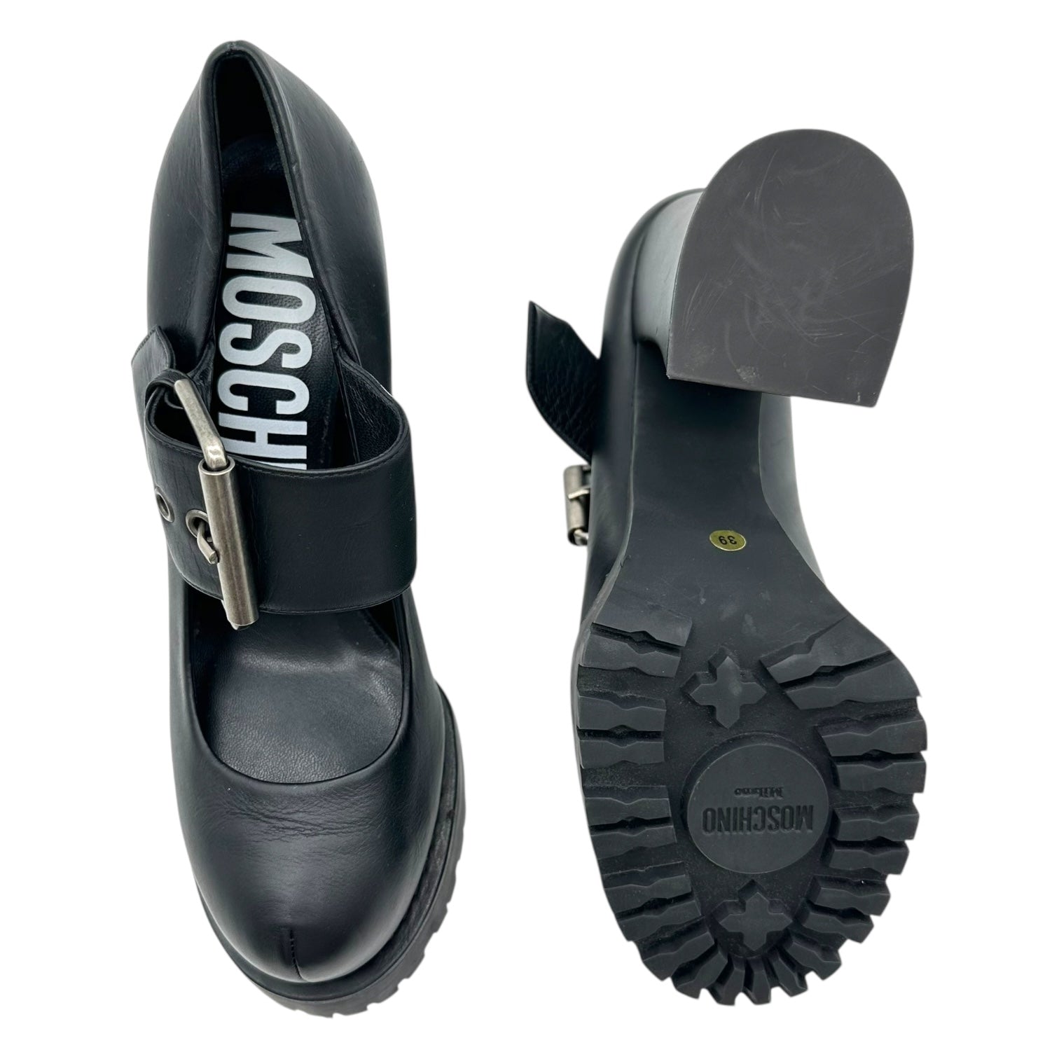 Moschino Black Leather Platform Mary Jane Heels - Outfit Repeater