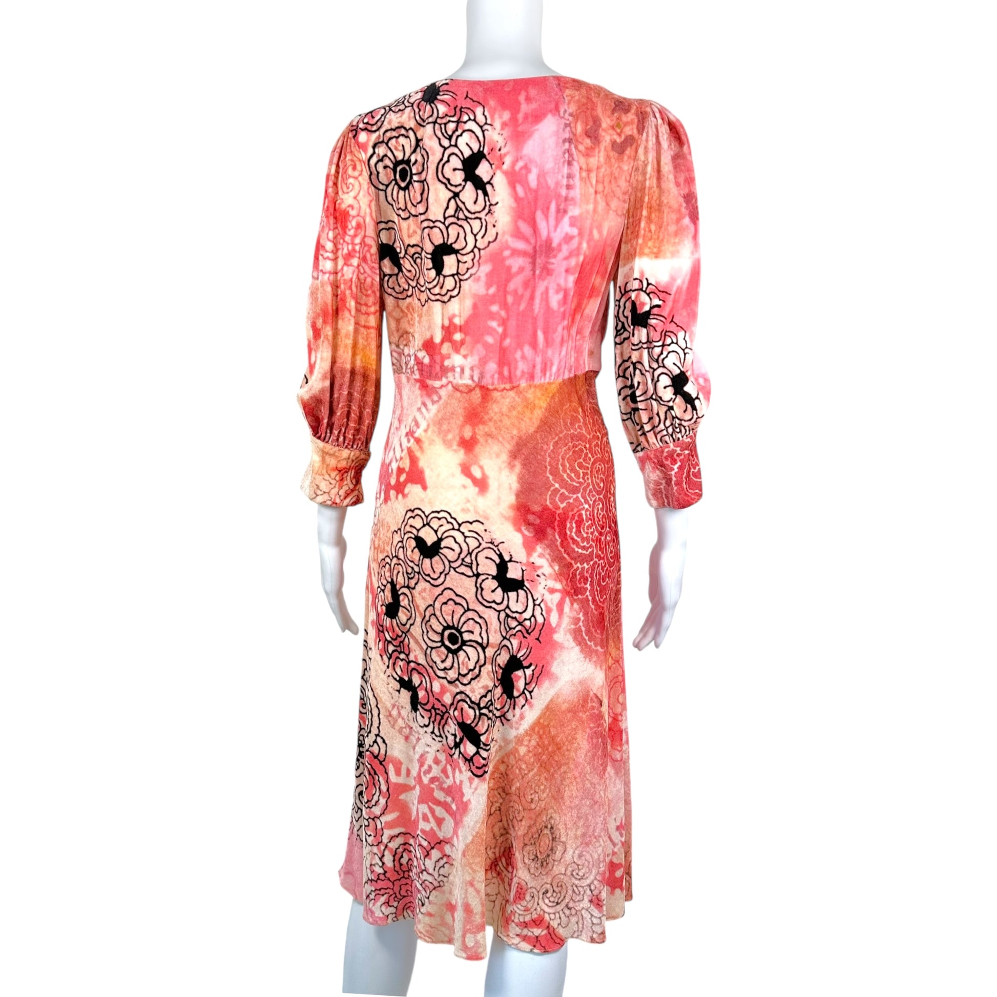 Galliano Pink Floral Printed Midi Dress