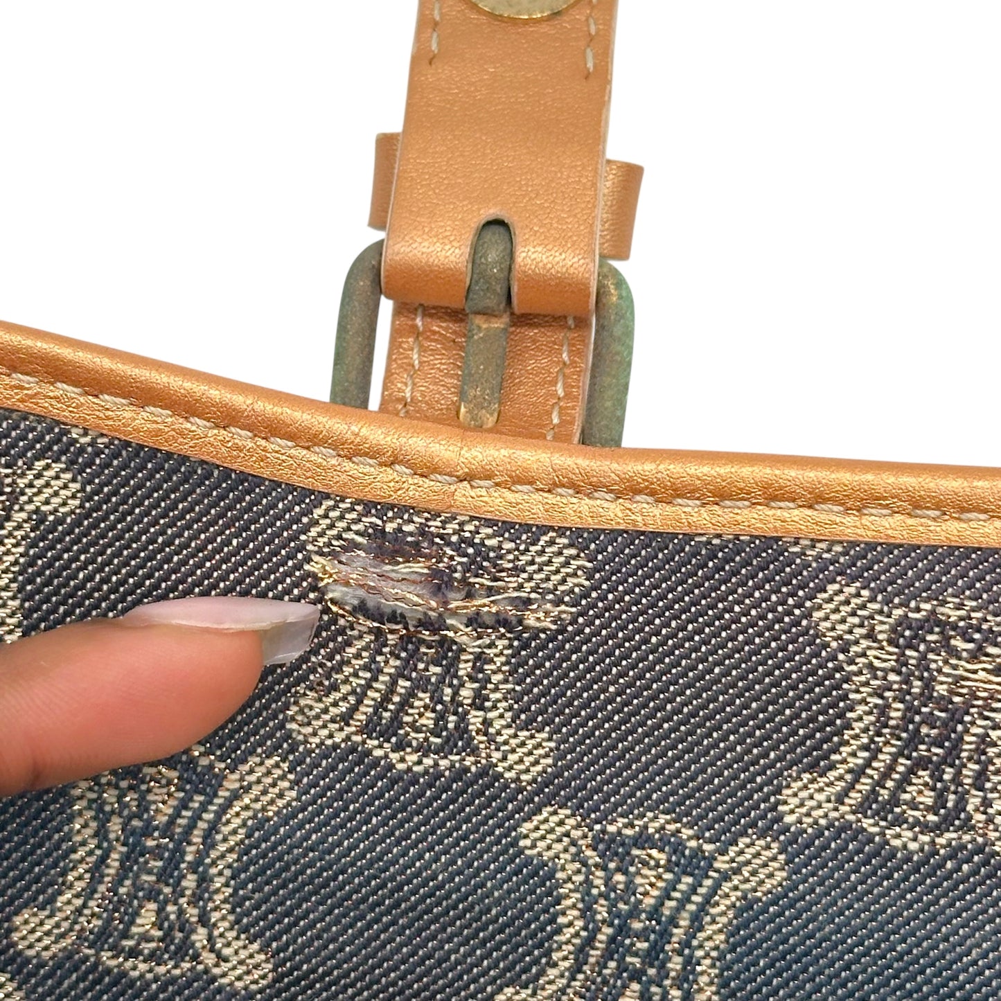 Celine Metallic Denim Triomphe Monogram Shoulder Bag