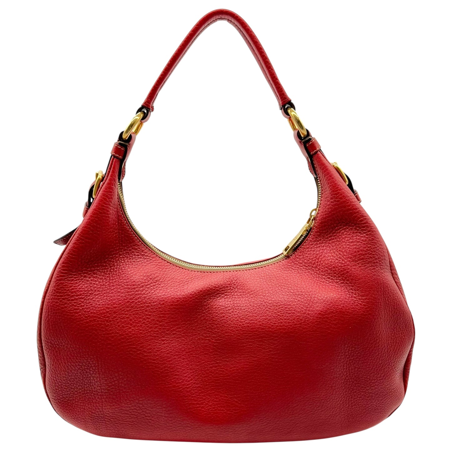 Prada Red Leather Crescent Hobo Bag