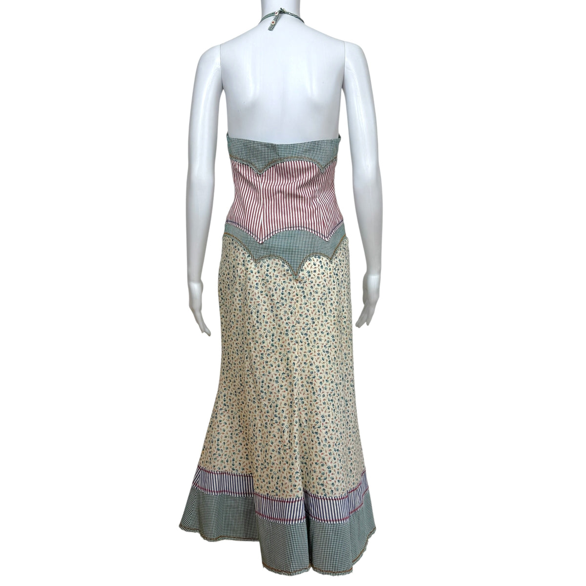Dsquared2 Floral Gingham Halter Midi Dress Size M