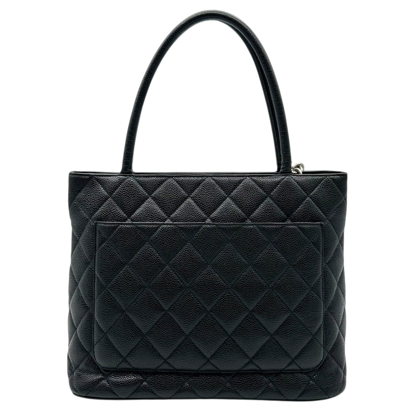 Chanel Black Caviar Medallion Matelasse Quilted Logo Tote Bag - Outfit Repeater