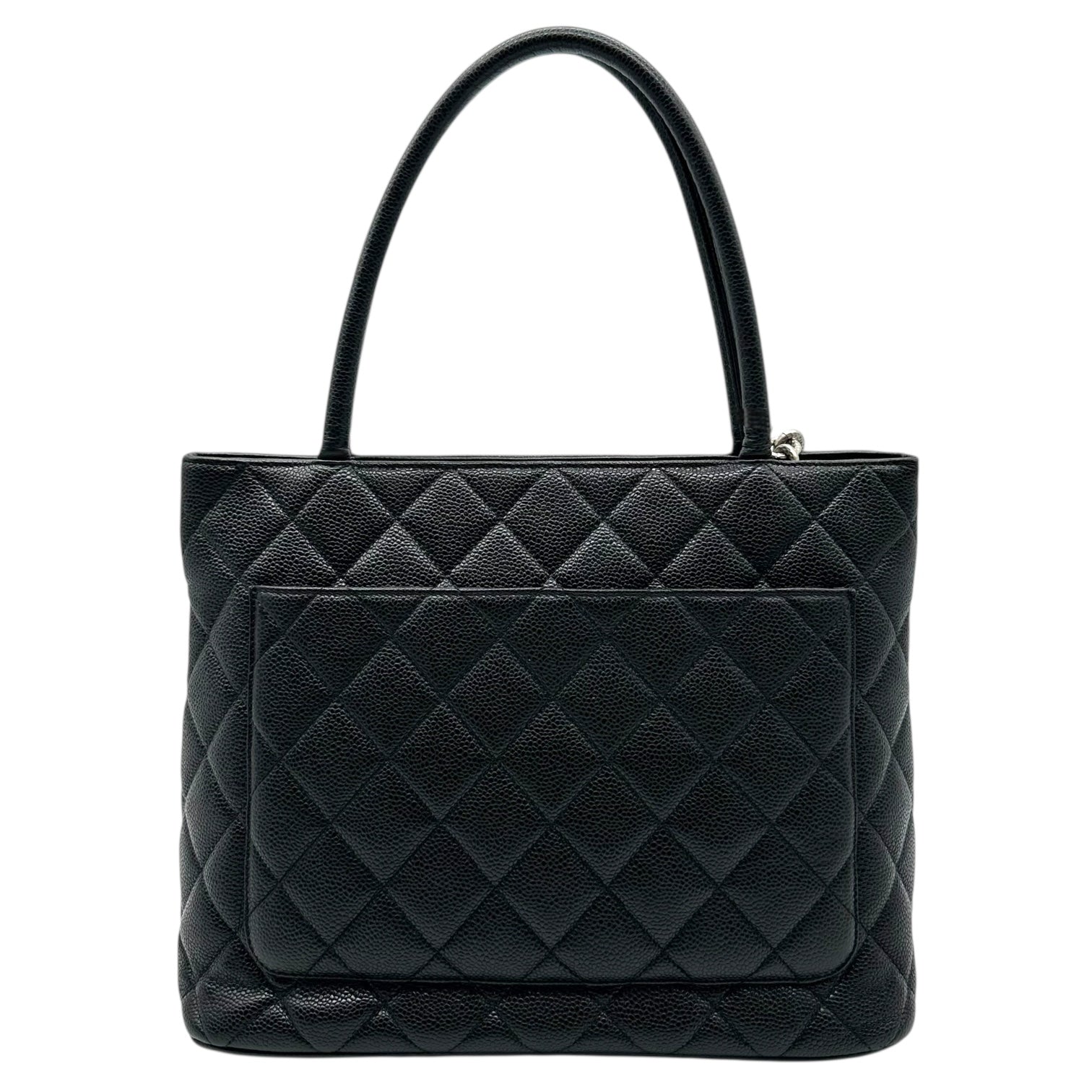 Chanel Black Caviar Medallion Matelasse Quilted Logo Tote Bag - Outfit Repeater