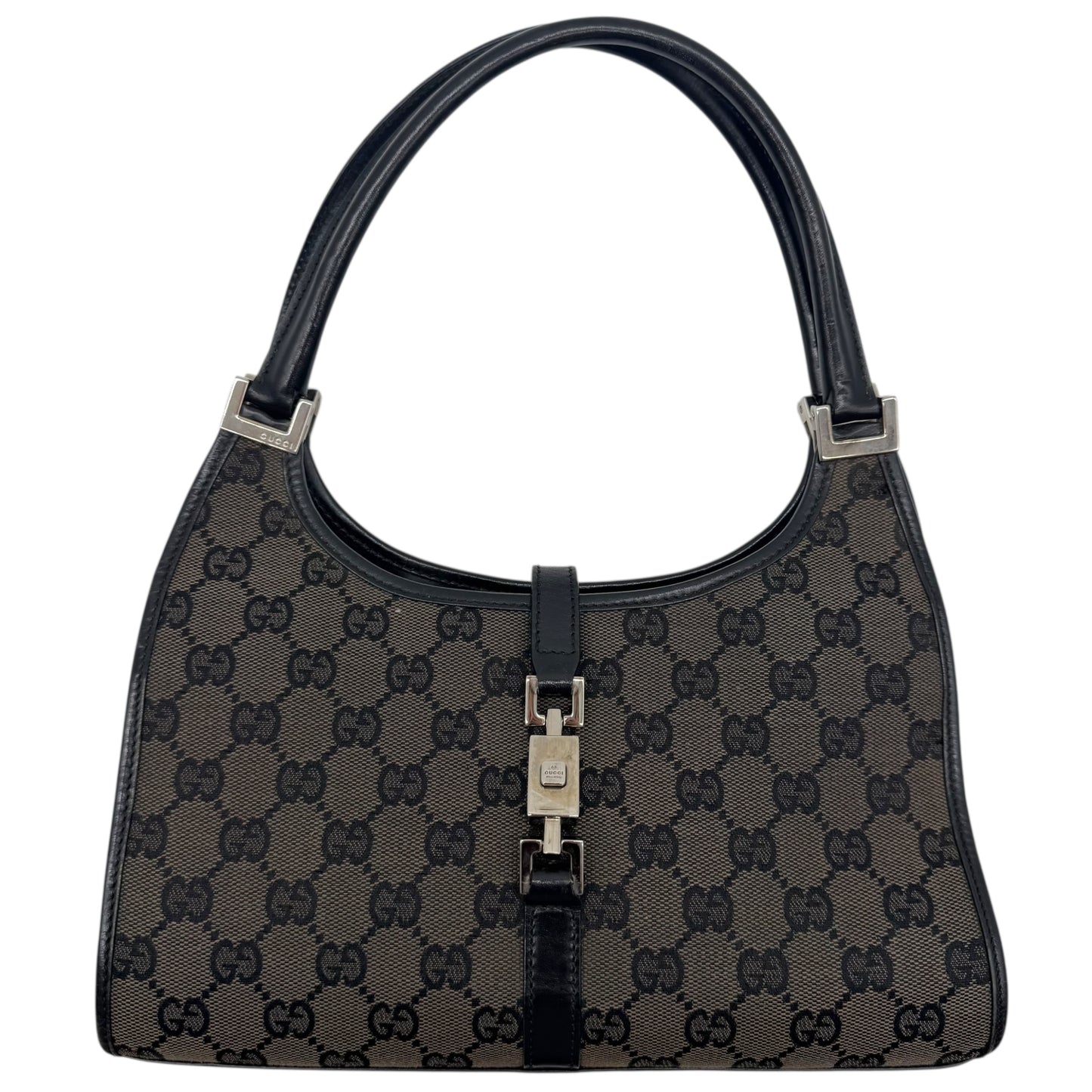 Gucci Brown & Black Monogram Canvas Mini Jackie Bag