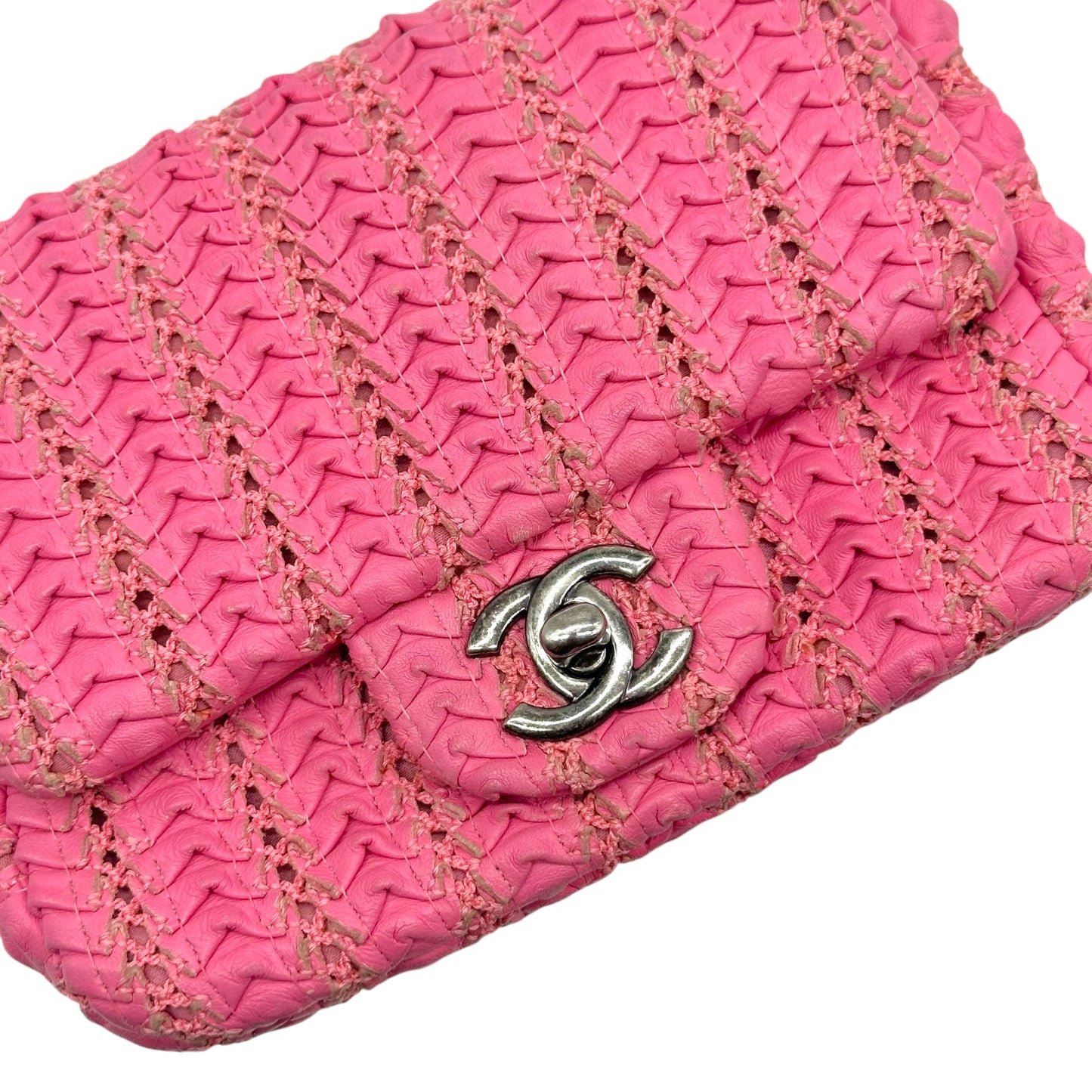 Chanel Paris-Seoul Pink Woven Leather Mini Square Flap Bag 2016
