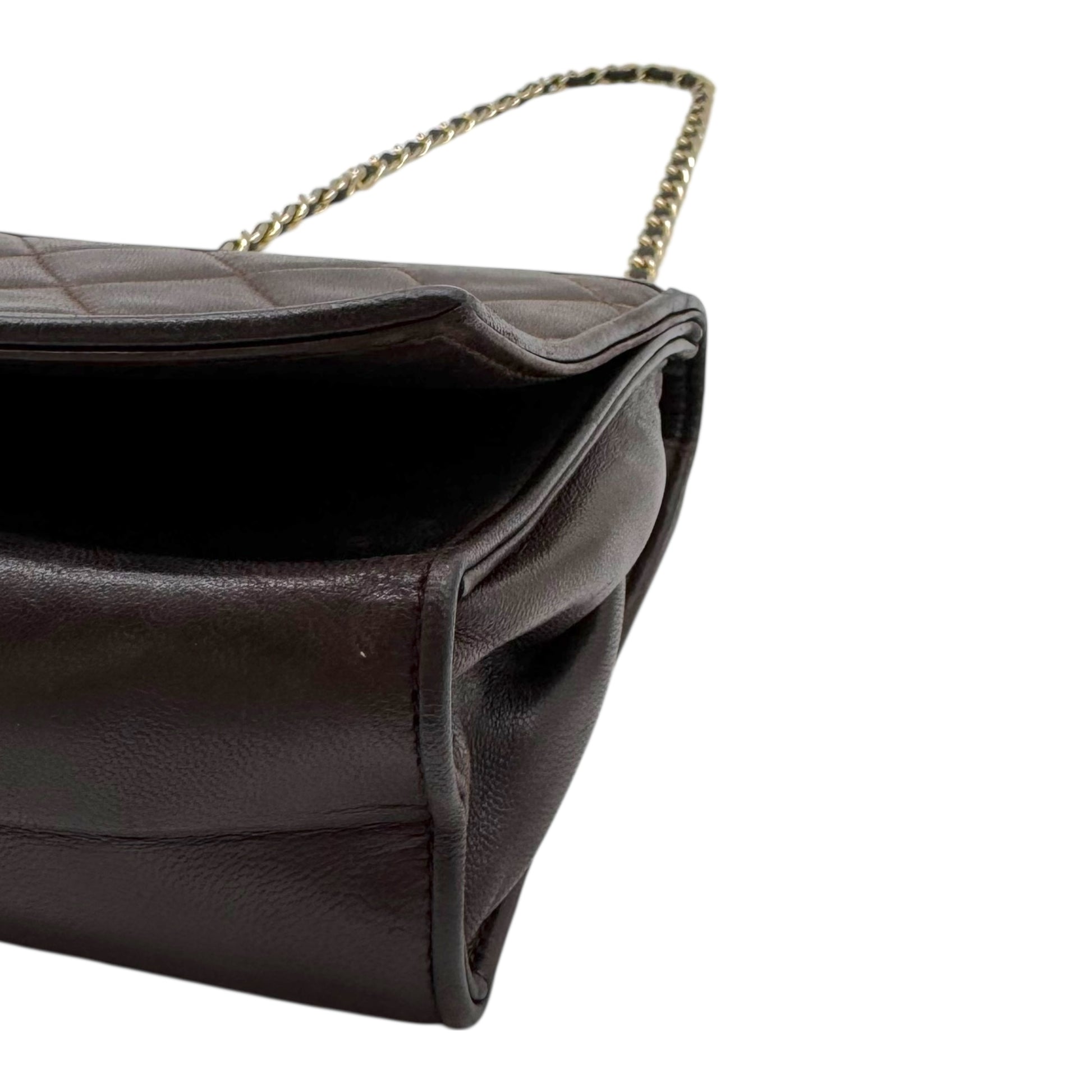 Chanel Chocolate Brown Lambskin Matelasse Quilted Crossbody Bag 1981-91 - Outfit Repeater