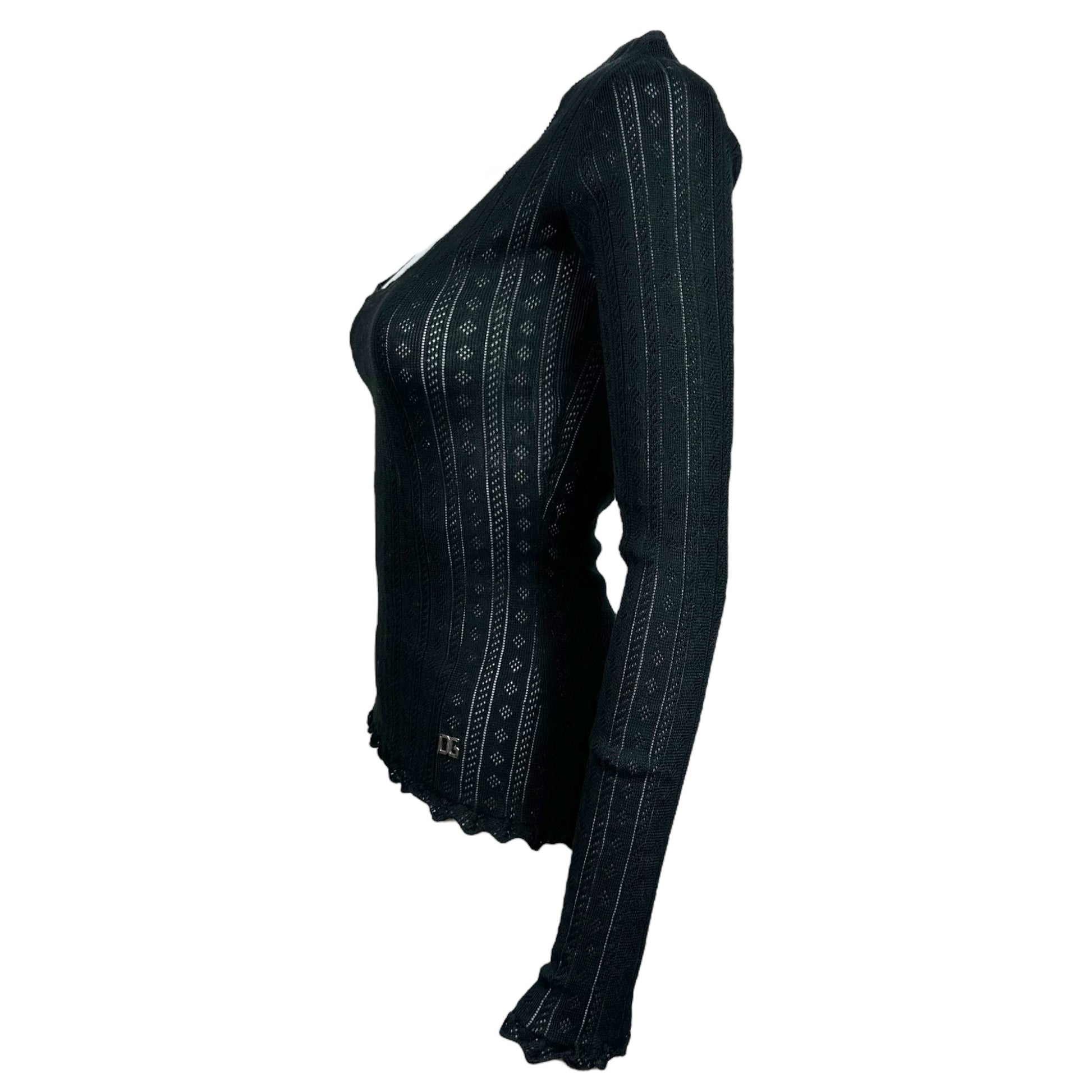 Dolce & Gabbana Black Pointelle Knit Sweater - Outfit Repeater