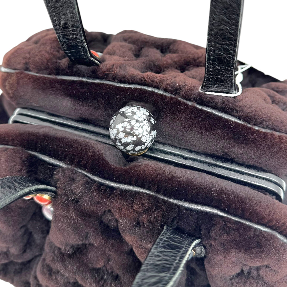 Louis Vuitton F/W 2005 Brown Mink Monogram Stone Embellished Demi Lune Bag