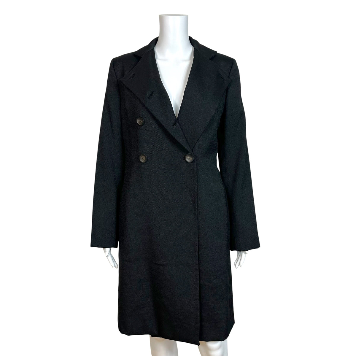Gucci Black Double Breasted Mid-Length Coat 1990s Vintage