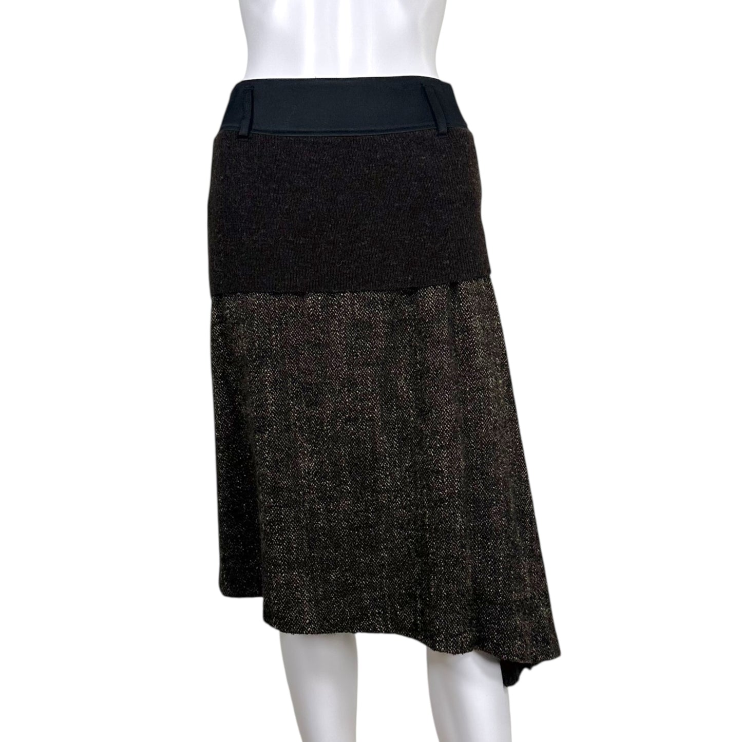 Jean Paul Gaultier Asymmetrical Layered Tweed Midi Skirt