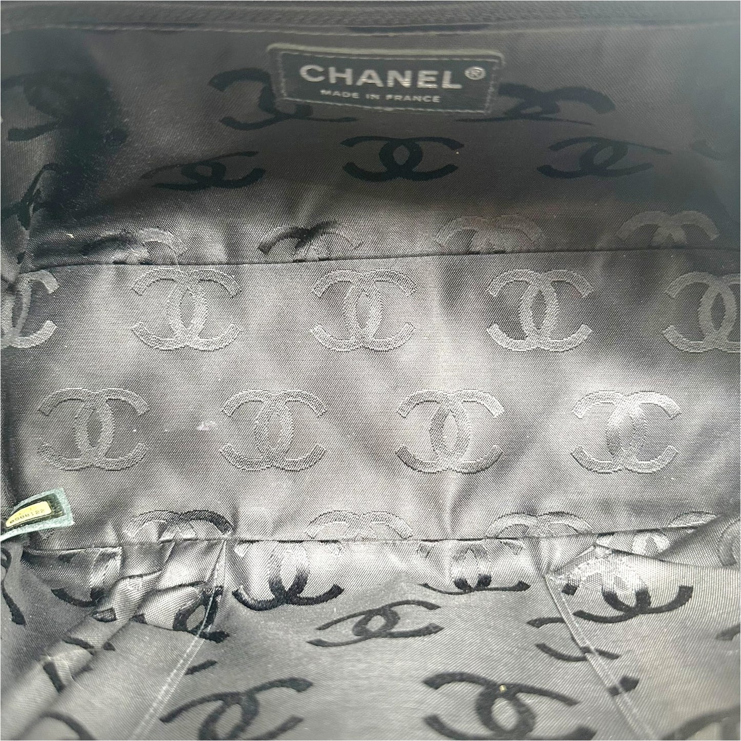Chanel Bowler Bag Beige Black Matelasse Leather