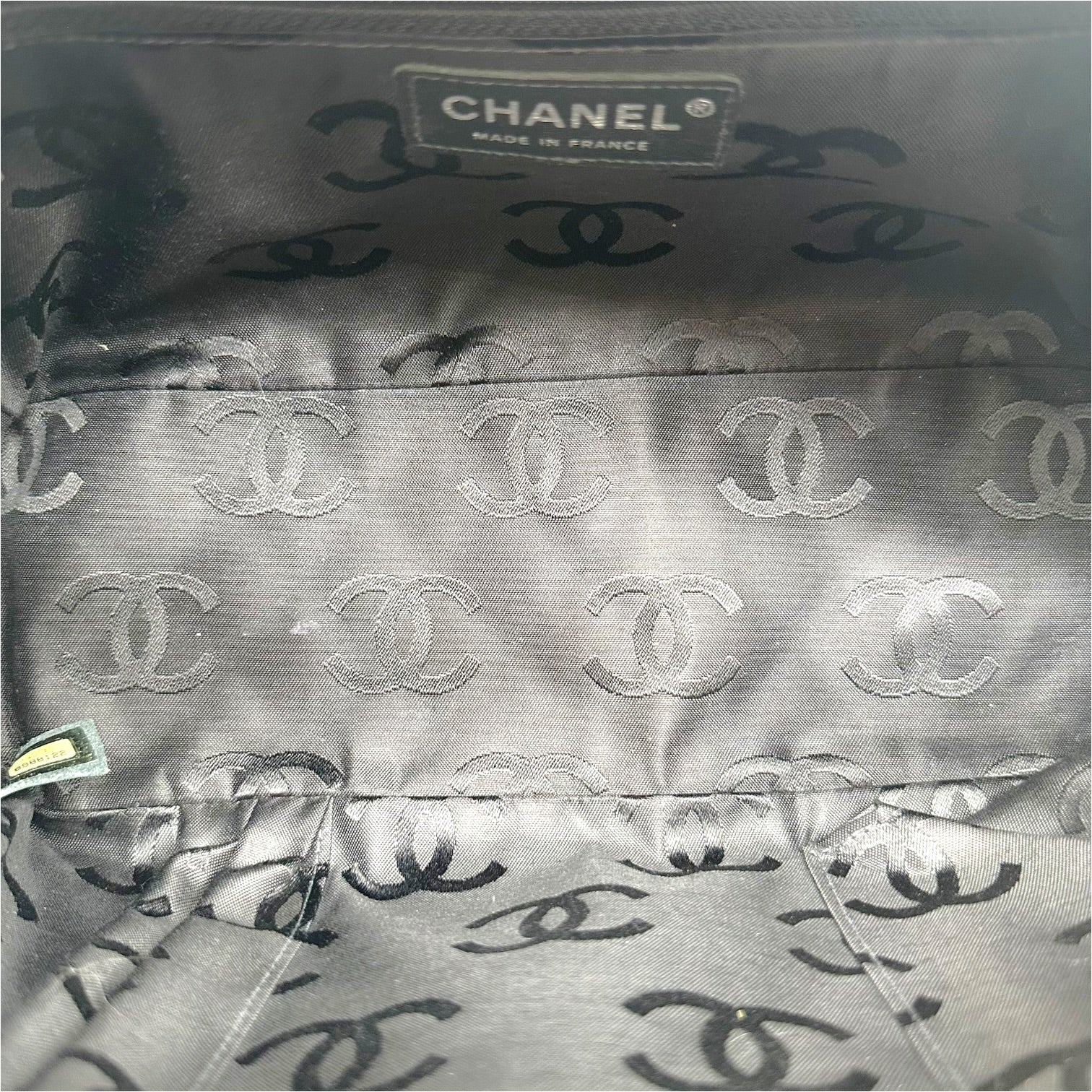 Chanel Bowler Bag Beige Black Matelasse Leather