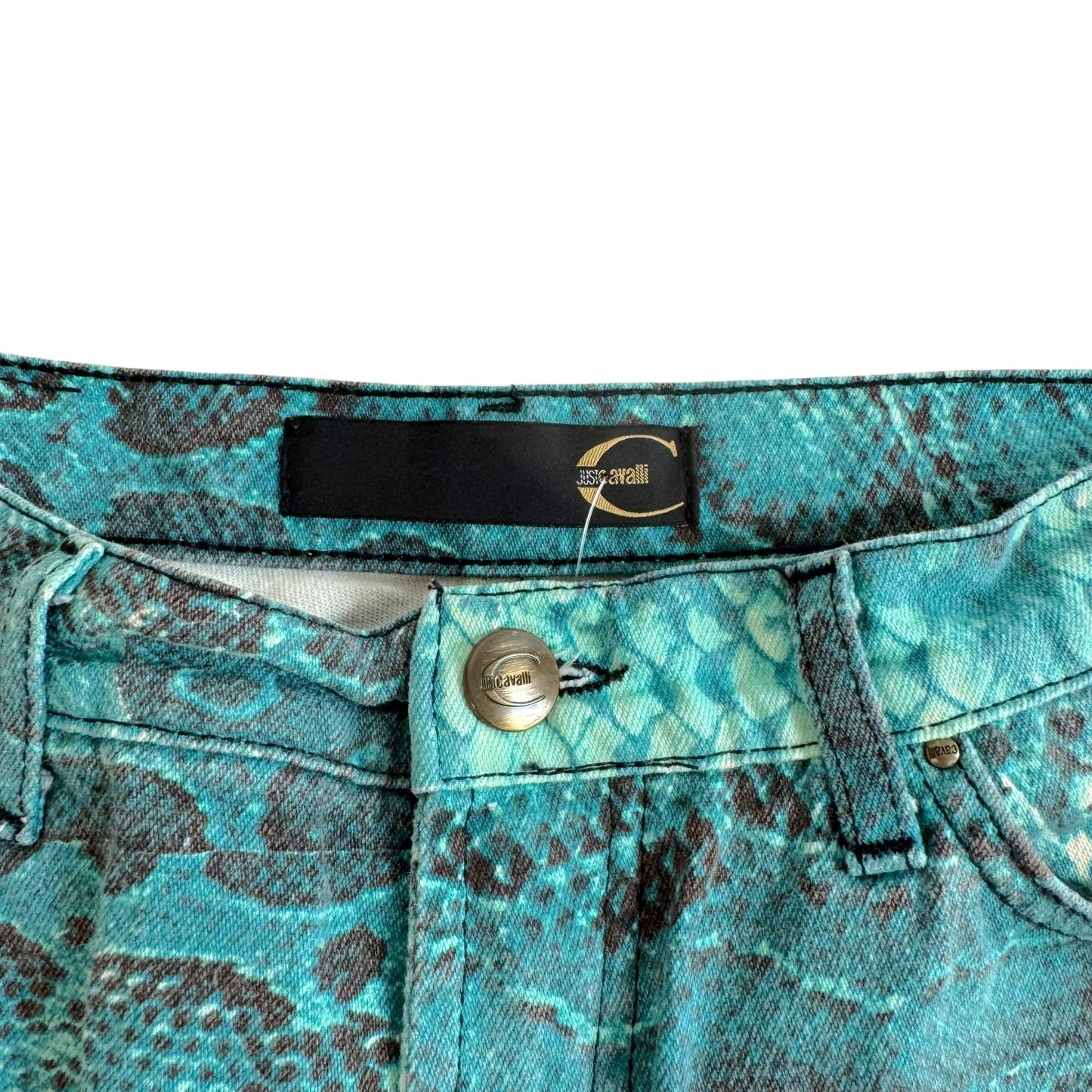 Roberto Cavalli Snakeskin Print Jeans Bright Blue