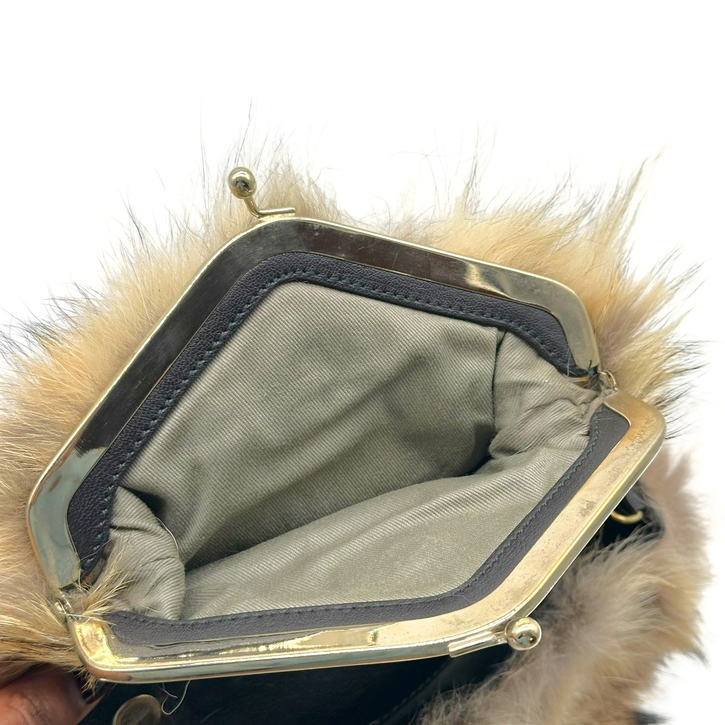 D&G Dolce & Gabbana Coyote Fur Kisslock Bag/ Clutch