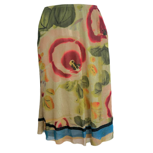 Jean Paul Gaultier Multicolor Floral Print Mesh Midi Skirt