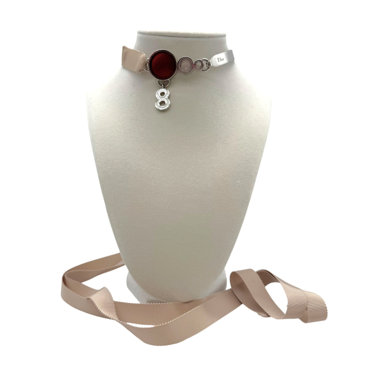Christian Dior Cadillac 8 Metal & Ribbon Choker Necklace
