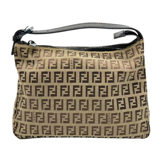 Fendi Tan & Brown Zucchino Monogram Mini Pochette Bag