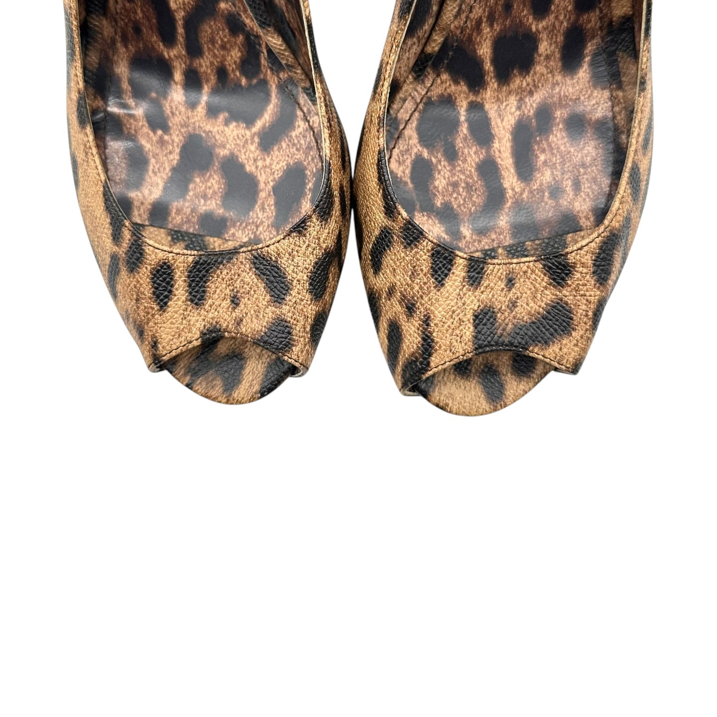 Dolce & Gabbana Brown Leopard Wooden Platform Sandals