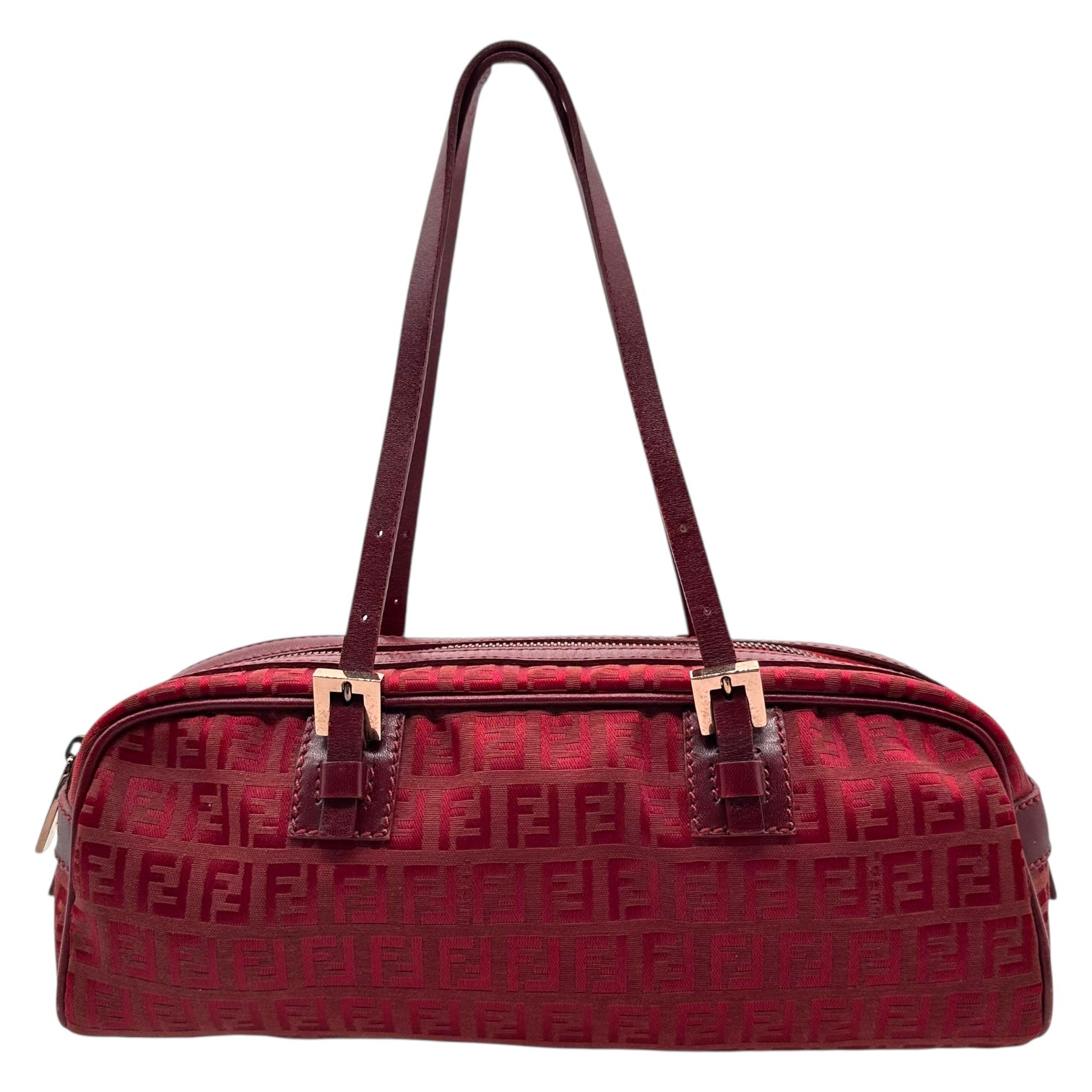 Fendi Red Zucchino Monogram East West Shoulder Bag - Outfit Repeater