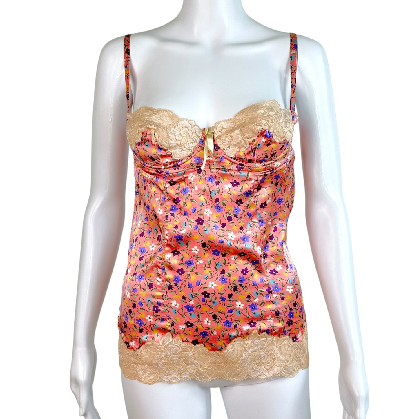 Dolce & Gabbana Pink Floral Silk Bustier Cami Top