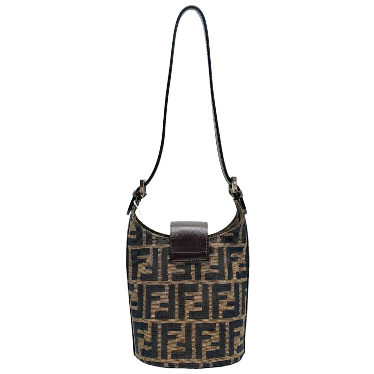 Fendi Small Bucket Shoulder Bag Brown Zucca Monogram