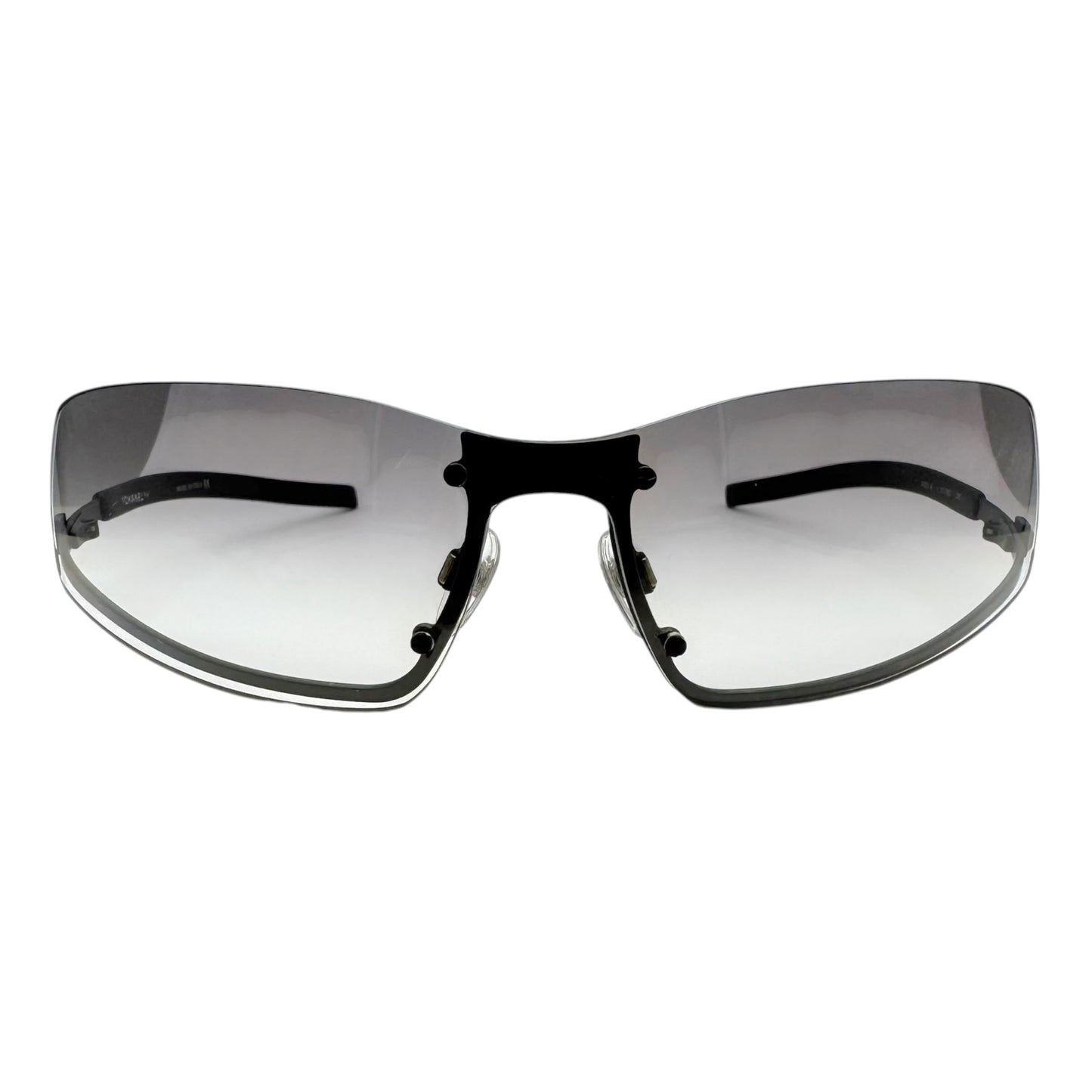 Chanel 4066-B Gray Gradient Lens Bottom Rim & Crystal Arm Wrap Sunglasses w/ Case
