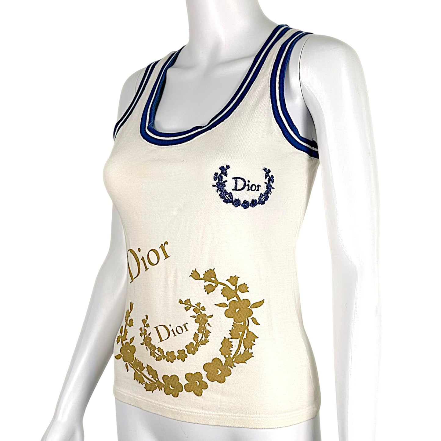 Christian Dior F/W 2004 Blue & White Logo Polo Tank