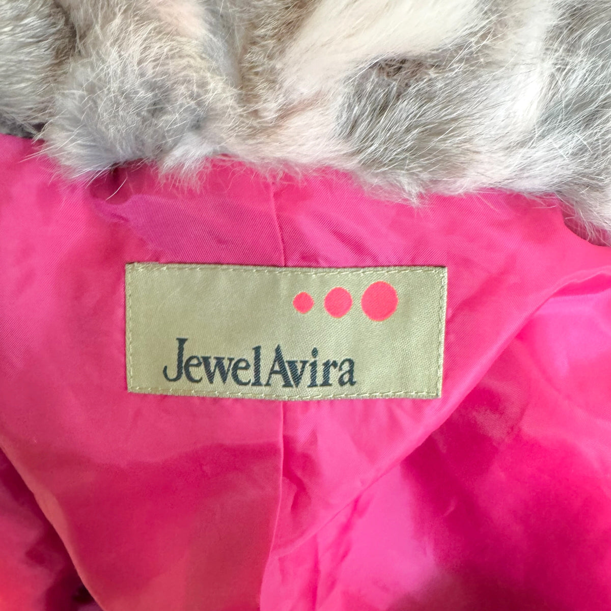 Jewel Avira Cropped Coat Pink Brown Dyed Rabbit Fur