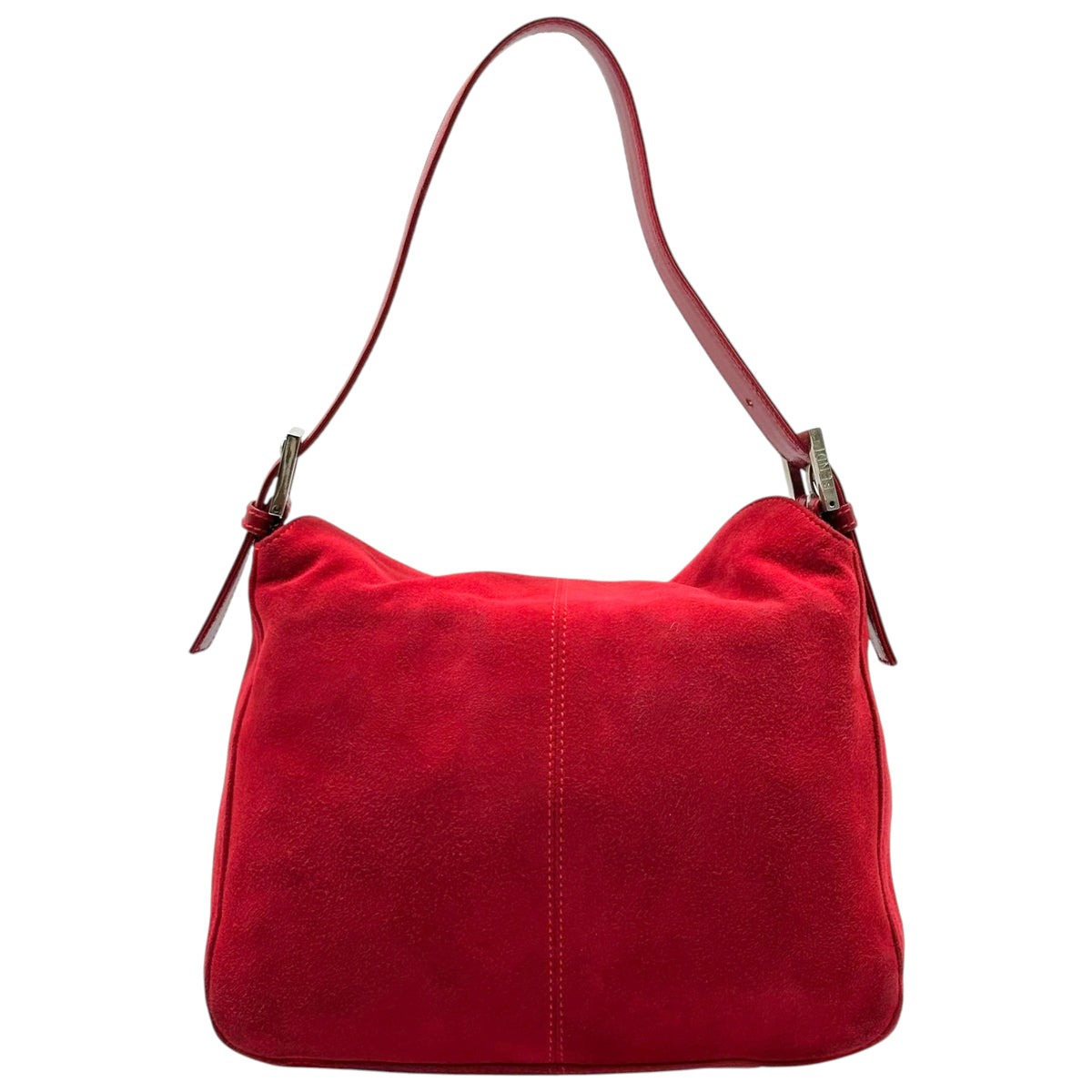 Fendi Red Suede Fold-Over Baguette Bag