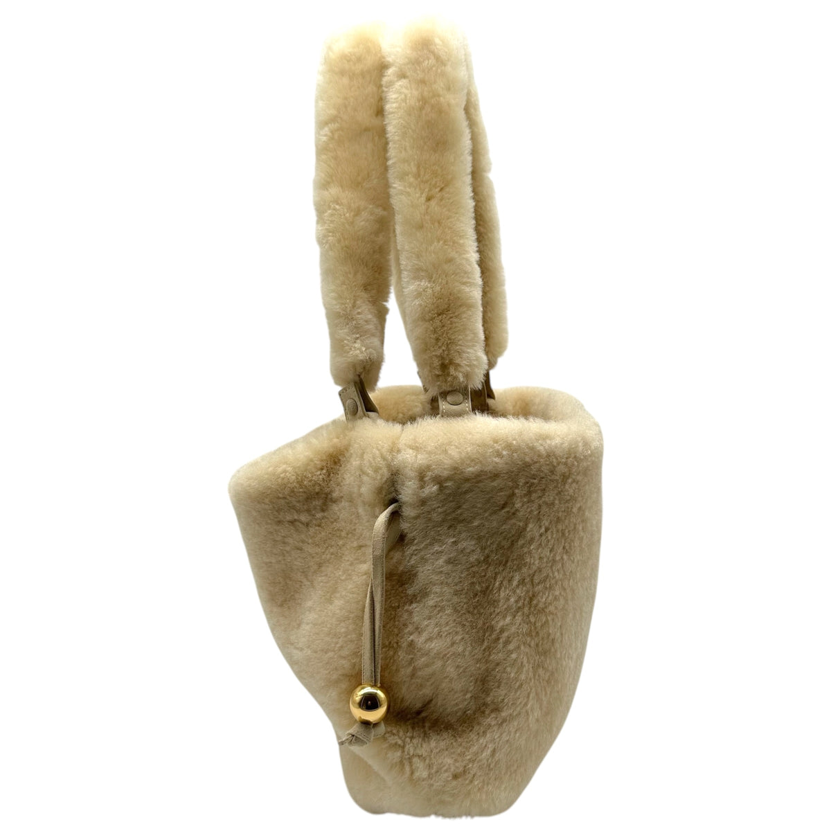 Bottega Veneta Ivory Shearling Convertible Clutch Shoulder Bag