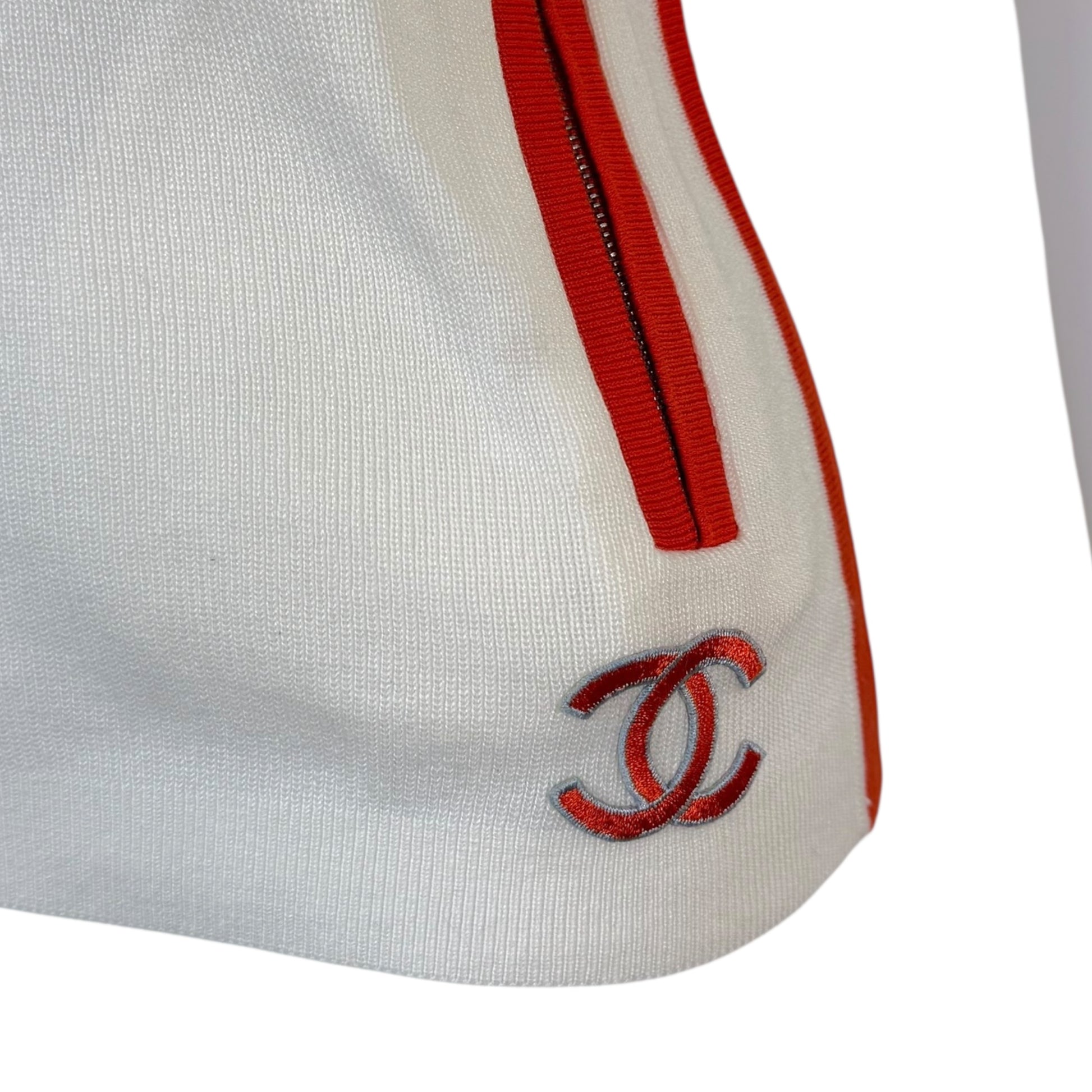Chanel Sport S/S 2002 Red & White Zip Up Knit Polo - Outfit Repeater