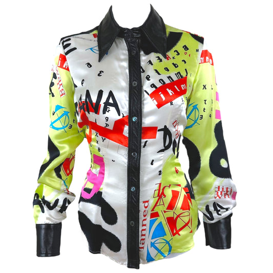 D&G Dolce & Gabbana Silk & Leather Printed Blouse - Outfit Repeater