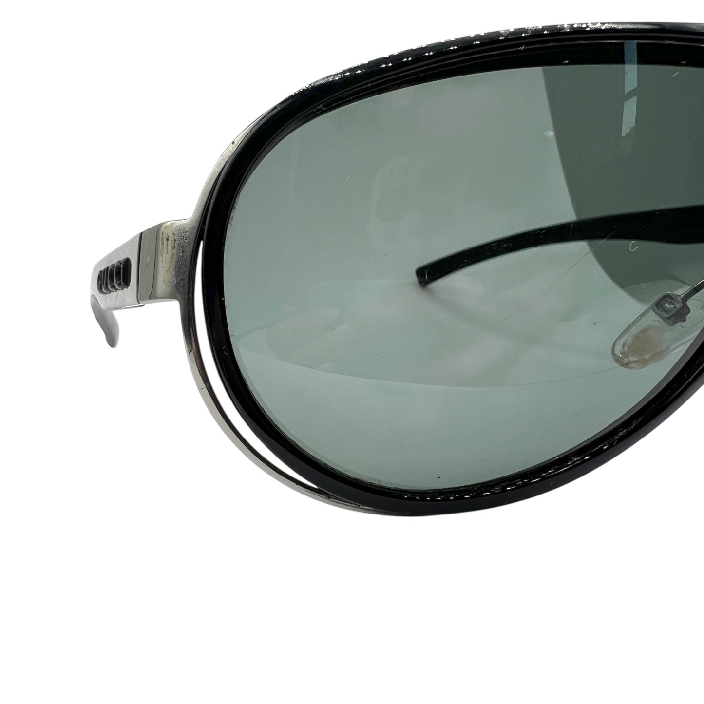 Gucci Black & Silver Oversized Aviator Sunglasses w/ Case