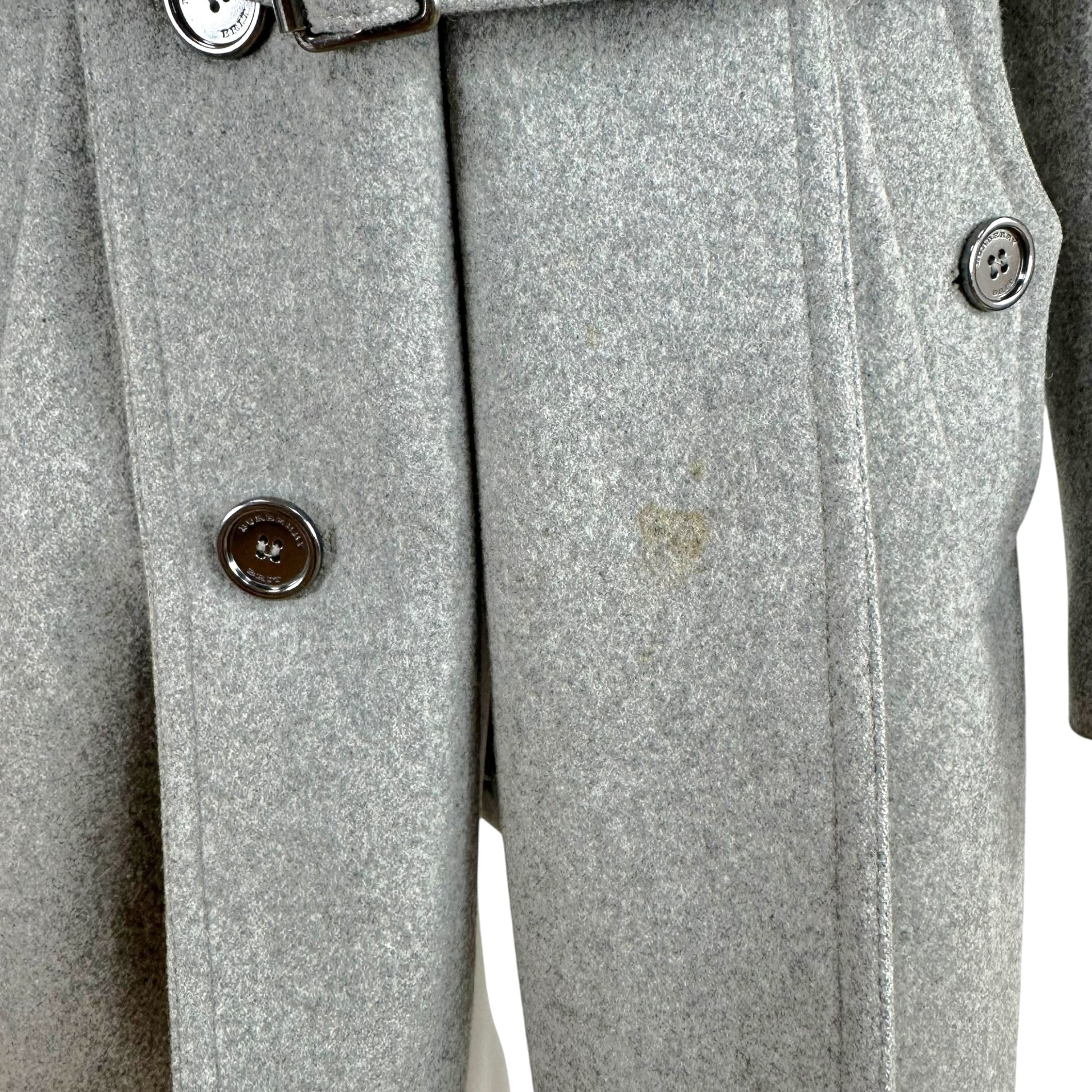 Burberry Gray Wool Trench Coat Double-Breasted Belted