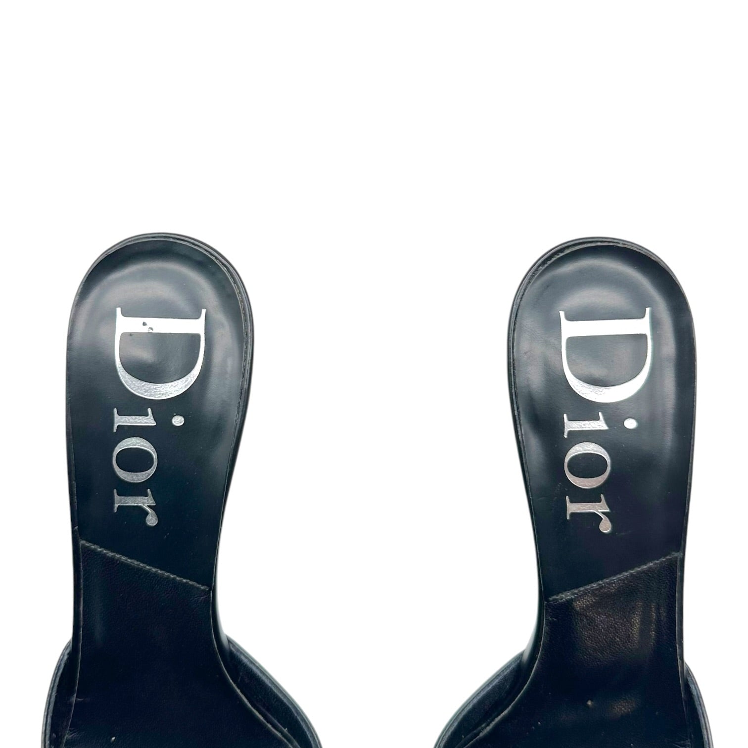 Christian Dior Black Leather Pointed Toe Mule Heels