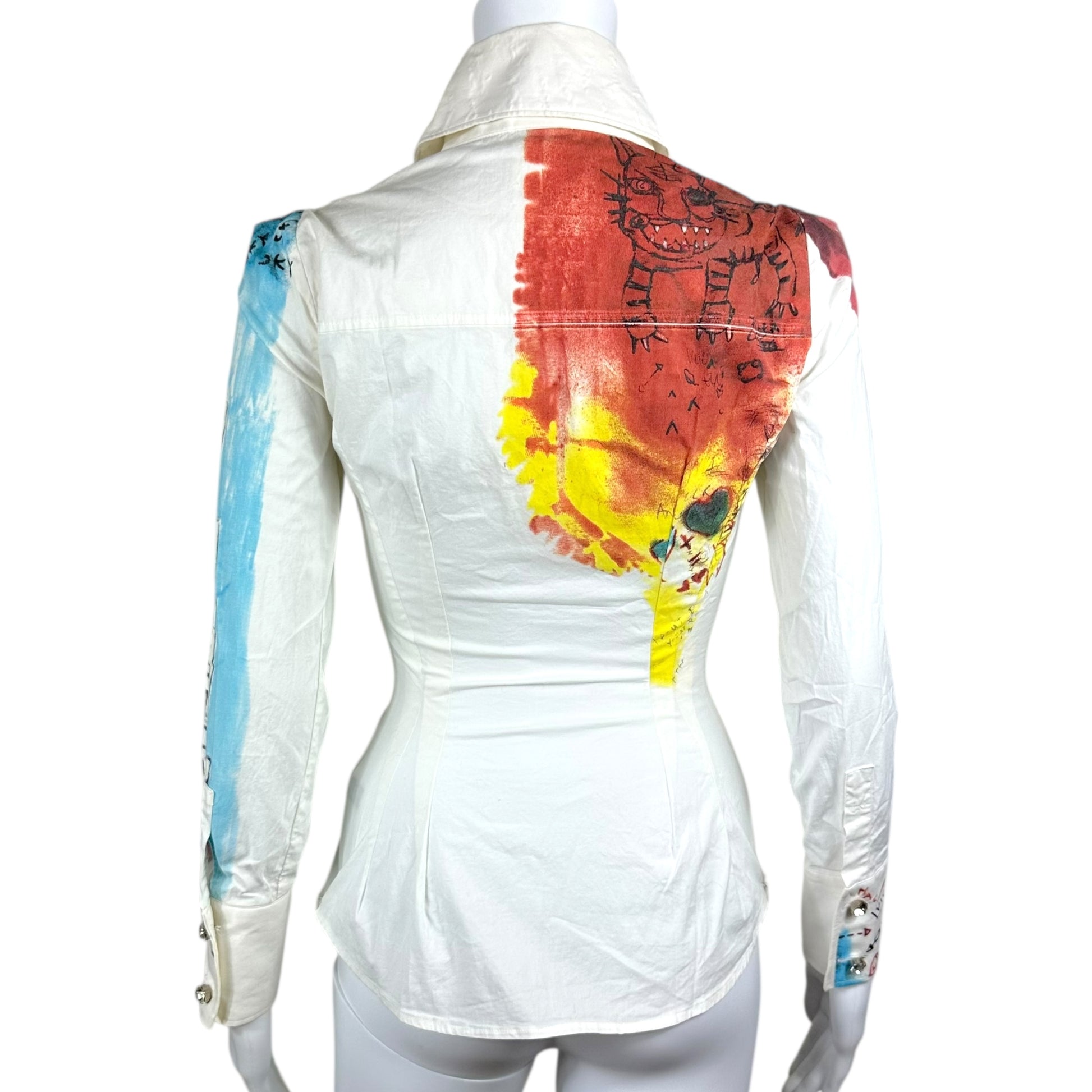 Dolce & Gabbana Graffiti Print Blouse White Button-Up