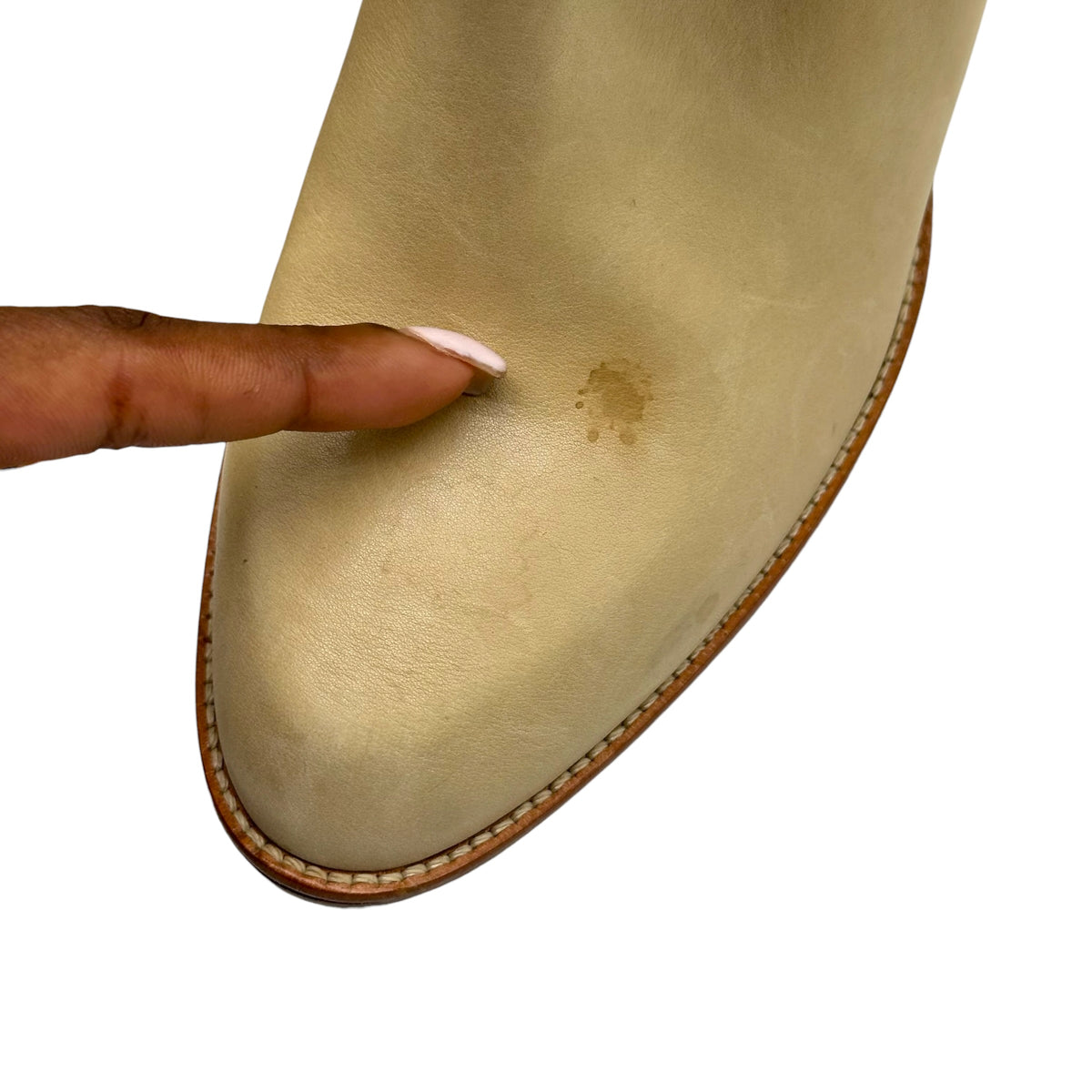 Christian Dior Beige Leather & Shearling Fold-Over Logo Heeled Booties
