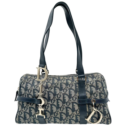 Christian Dior Navy Blue Trotter Monogram Logo Hardware Shoulder Bag