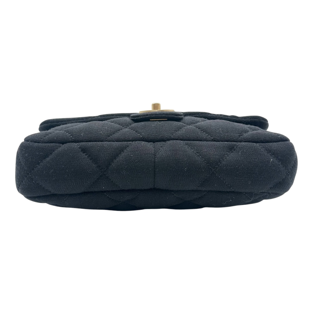 Chanel Small Flap Shoulder Bag Black Gold Quilted Jersey