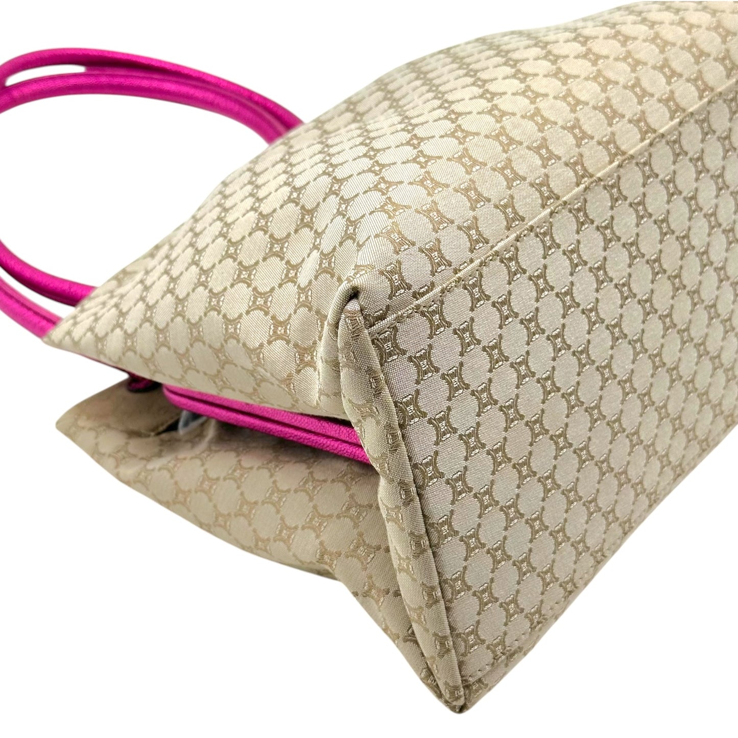Celine Kisslock Shoulder Bag Metallic Pink Leather Tan
