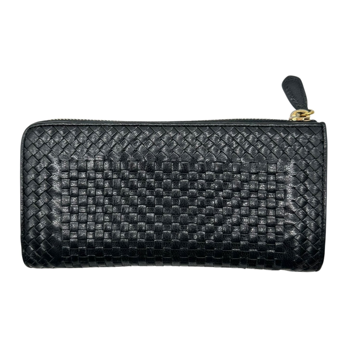 Prada Black Intrecciato Woven Leather Long Wallet